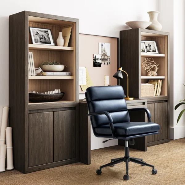 Black leather office chair - Image 3