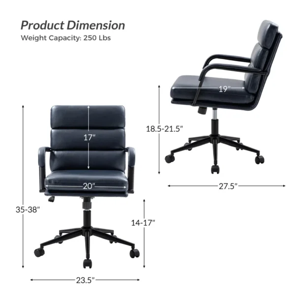 Black leather office chair - Image 4