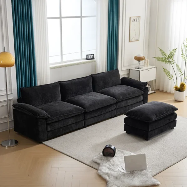 Black velvet sofa - Image 5