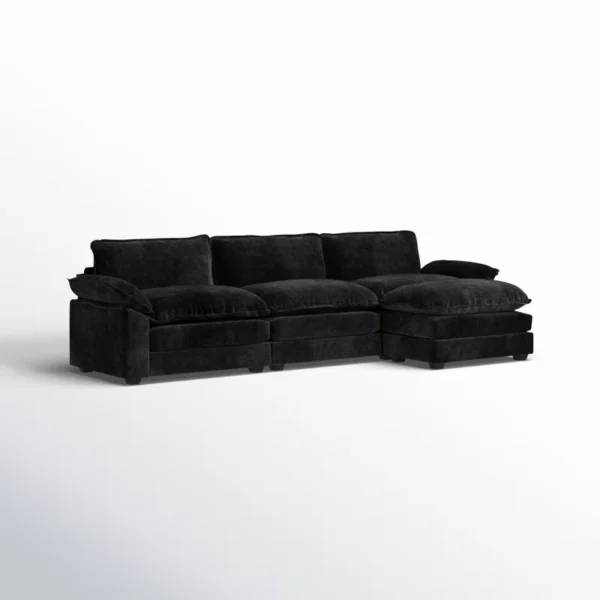 Black velvet sofa - Image 6