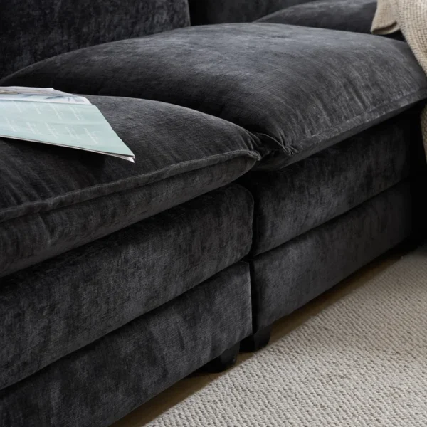 Black velvet sofa - Image 7