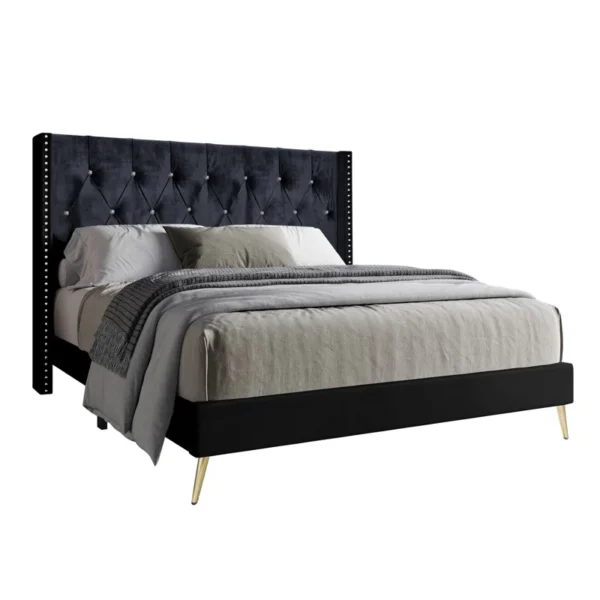 Black Upholstered Platform Bed - Image 3