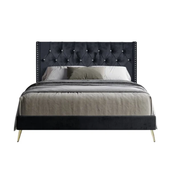 Black Upholstered Platform Bed - Image 2